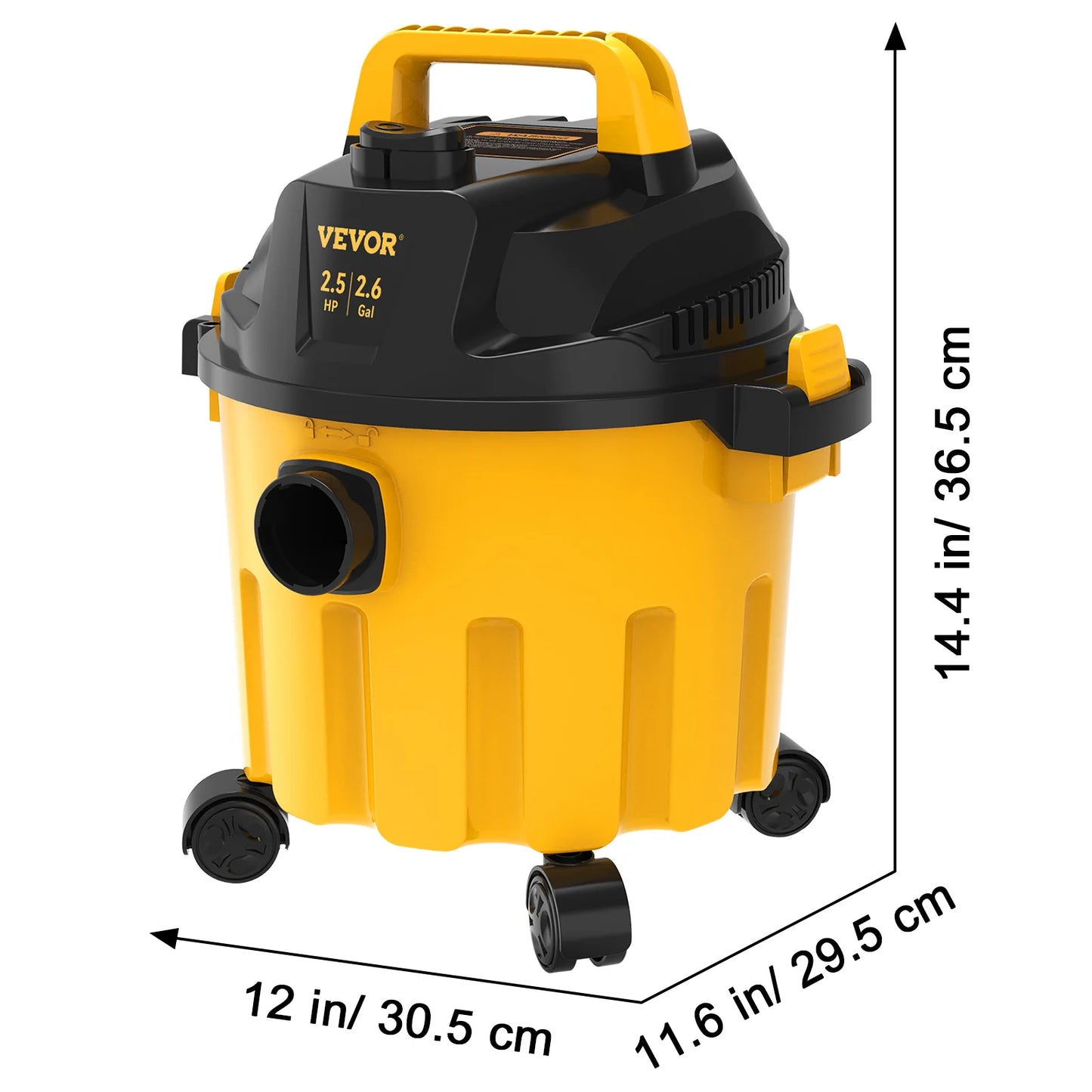 SucceBuy 2.6 Gallon Wet & Dry Shop Vacuum – 2.5 Peak HP 3-in-1 Portable Cleaner with Blower Function & Attachments