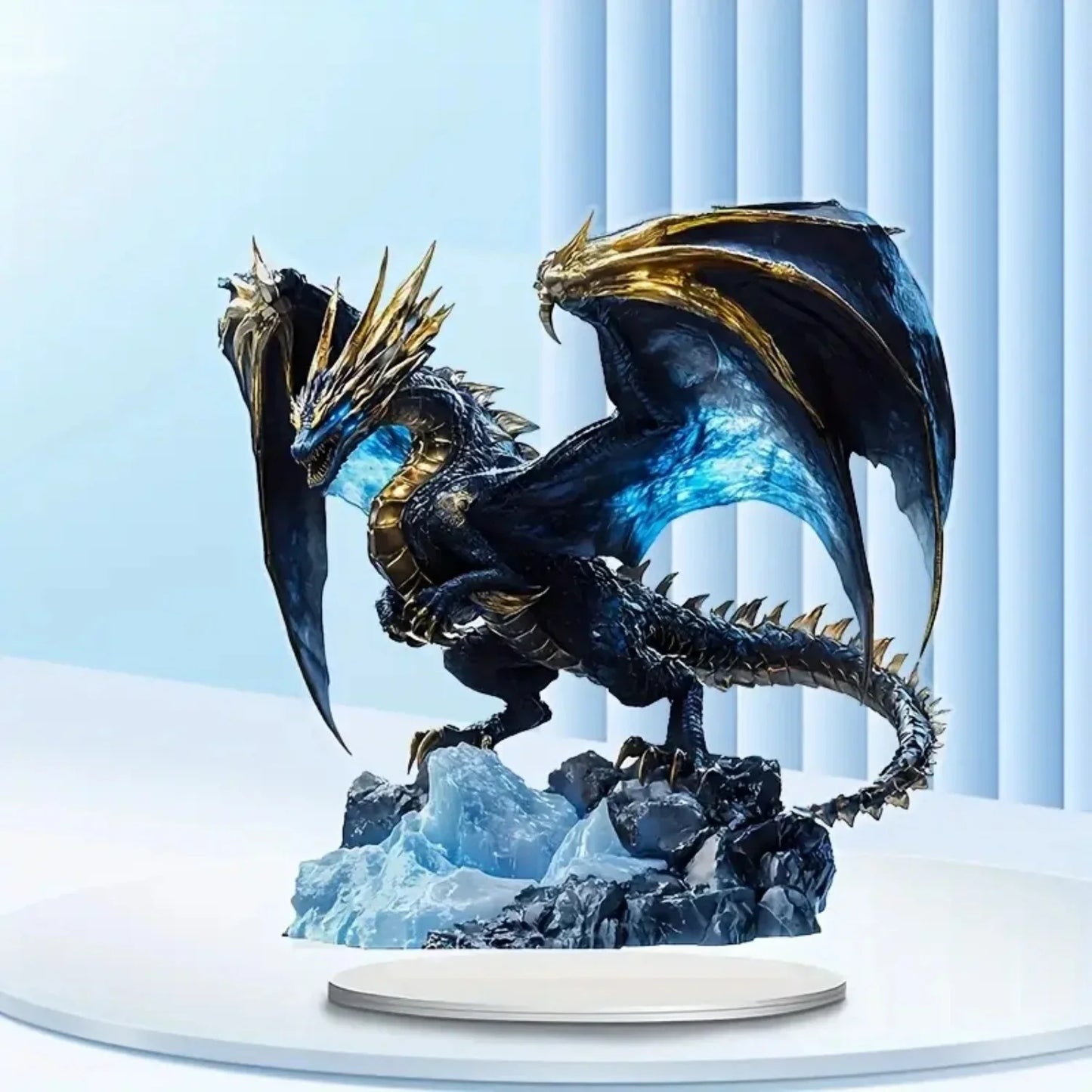 Black Dragon Lightning Acrylic Plaque - 2D Decorative Display Sign for Home, Office, Cafe & Studio