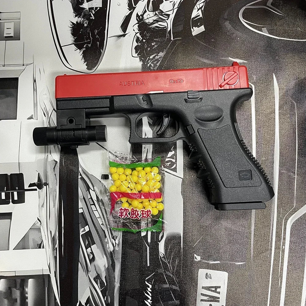 Manual G17 Soft Bullet Toy Gun β Air-Powered Glock Style with Laser & Magazine for Kids CS Games & Outdoor Play