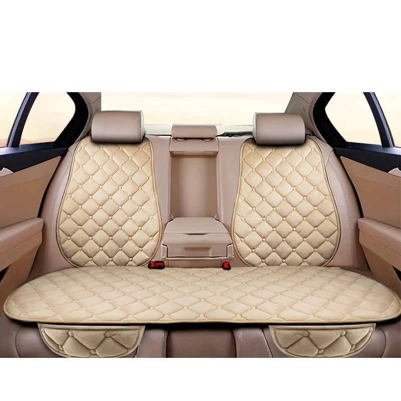 Thick Plush Car Seat Cushion Set - Warm Anti-Slip Three-Piece Winter Seat Covers