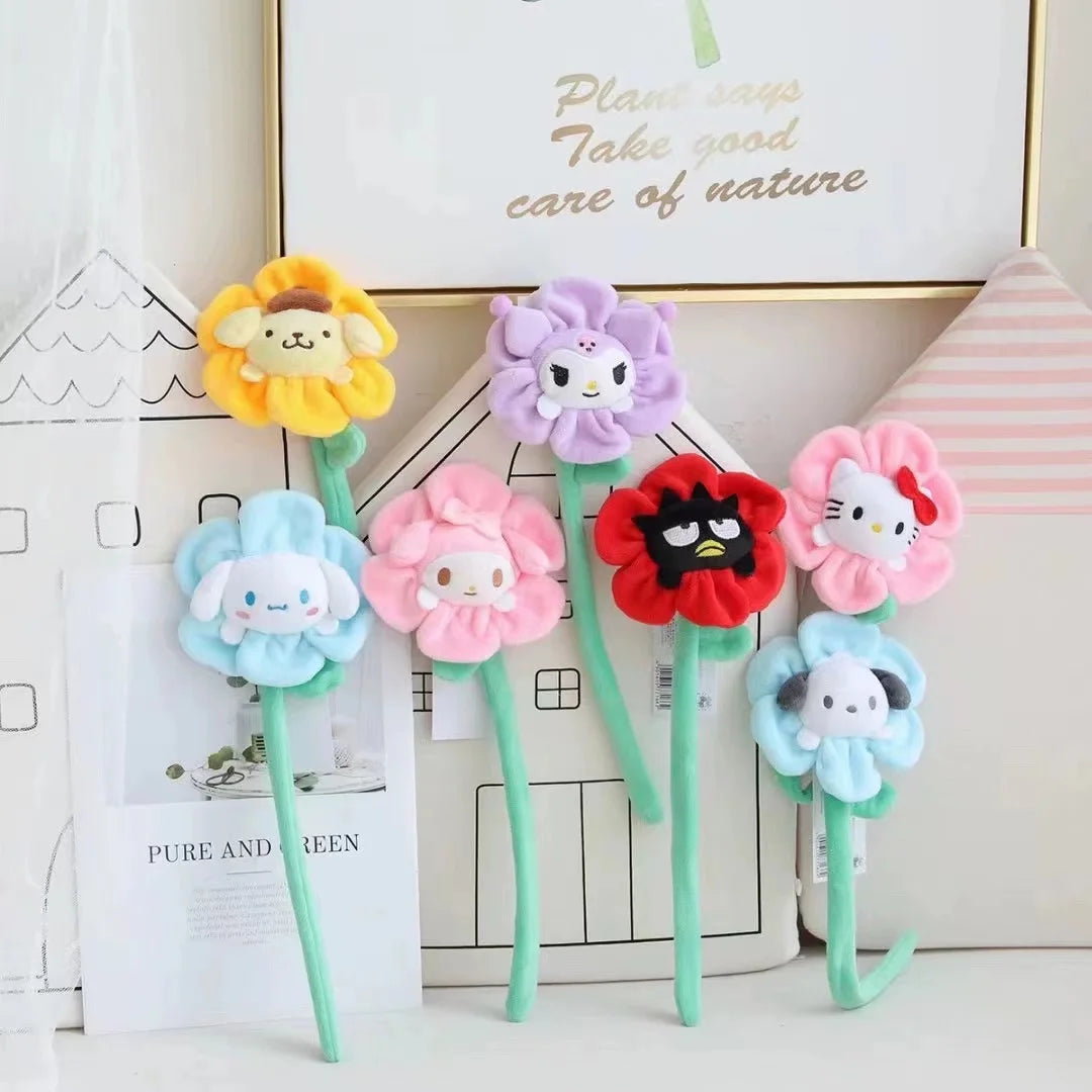 Sanrio Cartoon Plush Toys β Changeable Flower My Melody, Kuromi, Cinnamoroll, KT Cat & Purin Dog, Cute Anime Stuffed Doll