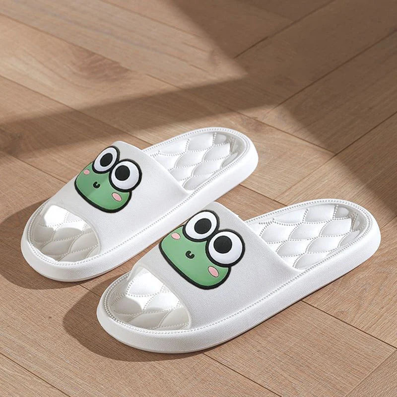 Summer Cartoon Frog Beach Slides – Anti-Slip Bathroom & Home Flip Flops, Soft Comfortable Sandals