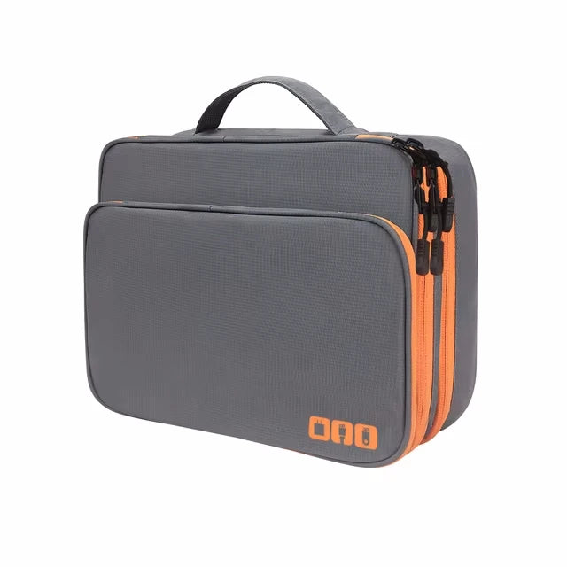 Multi-Layer Cable Storage Bag - Portable Travel Organizer Case for Chargers & Electronic Accessories