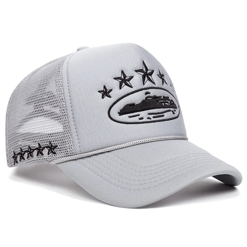 Unisex Print Mesh Trucker Cap - Hip Hop Streetwear Snapback Hat with Breathable Sunshade Design