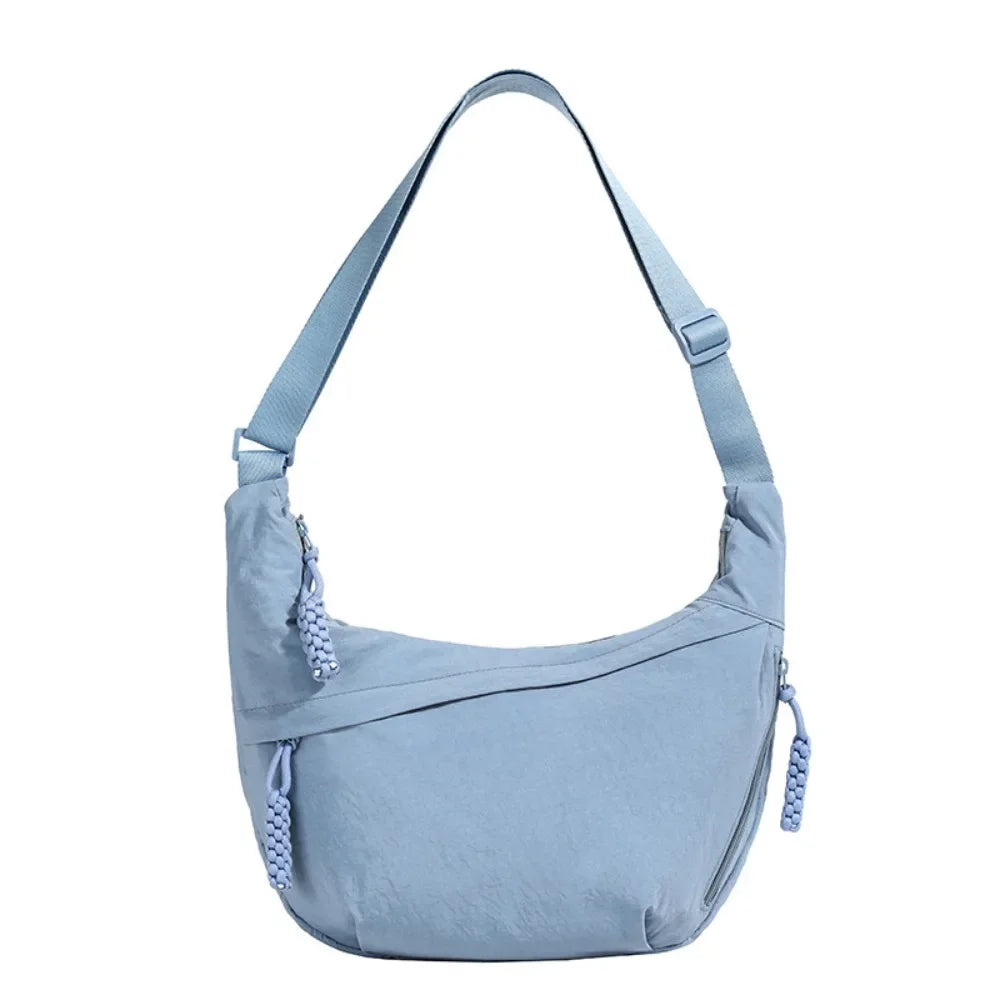 Women’s Casual Canvas Crossbody Bag – Large Capacity Lightweight Hobo Shoulder Bag Solid Color Dumpling Bag