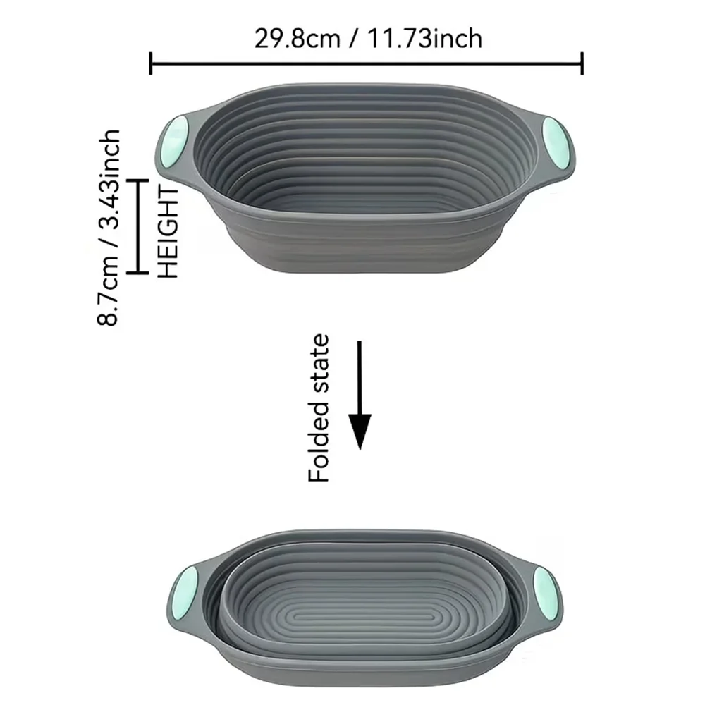Silicone Bread Fermentation Basket - Foldable Easy-Clean Dough Proofing Bowl for Home Baking