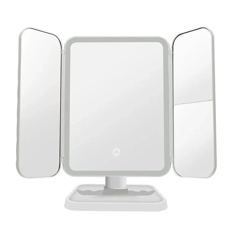Trifold LED Makeup Mirror β Smart Light-Up Dressing Mirror with Adjustable Fill Light for Beauty & Dorm Use