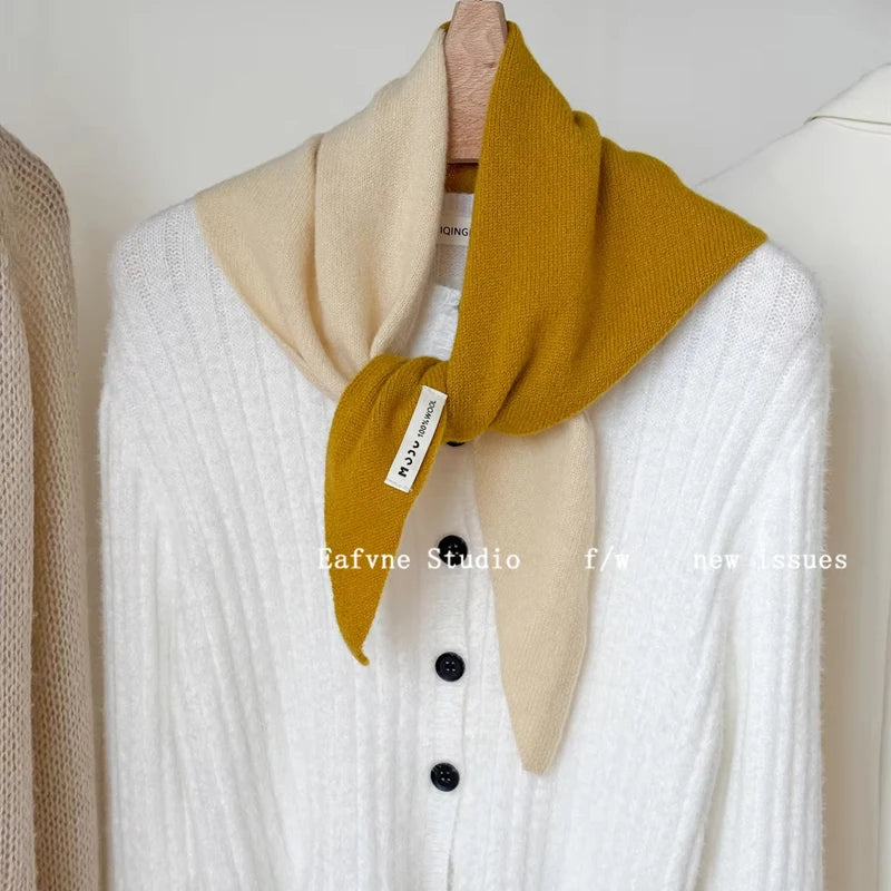 Women’s Wool Triangle Scarf – Multi-Functional Knitted Headscarf