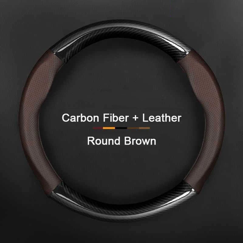 Hyundai Carbon-Fiber Leather Steering Wheel Cover — Fits i20/i30/i40/ix25/ix35/ix55/Elantra/Tucson/Sonata/Solaris/Palisade/Nexo