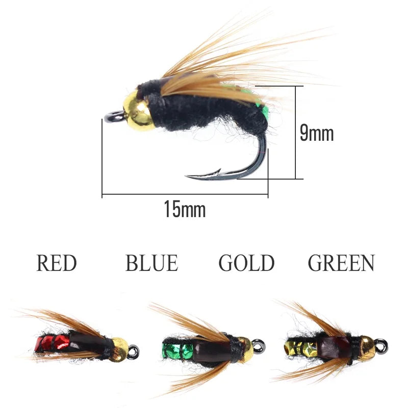 Fishing Flies Kit: Artificial Nymph Scud Fly Bug Worm Trout Insect Lure - Pack of 4pcs/8pcs/32pcs