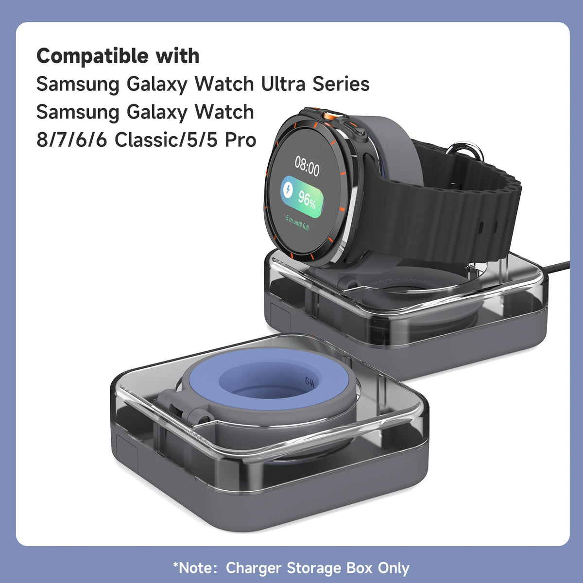 Samsung Galaxy Watch Charger Organizer Case - Cable Storage Box, Phone Holder and Watch Stand for Galaxy Watch Ultra, 7, 8 and 9