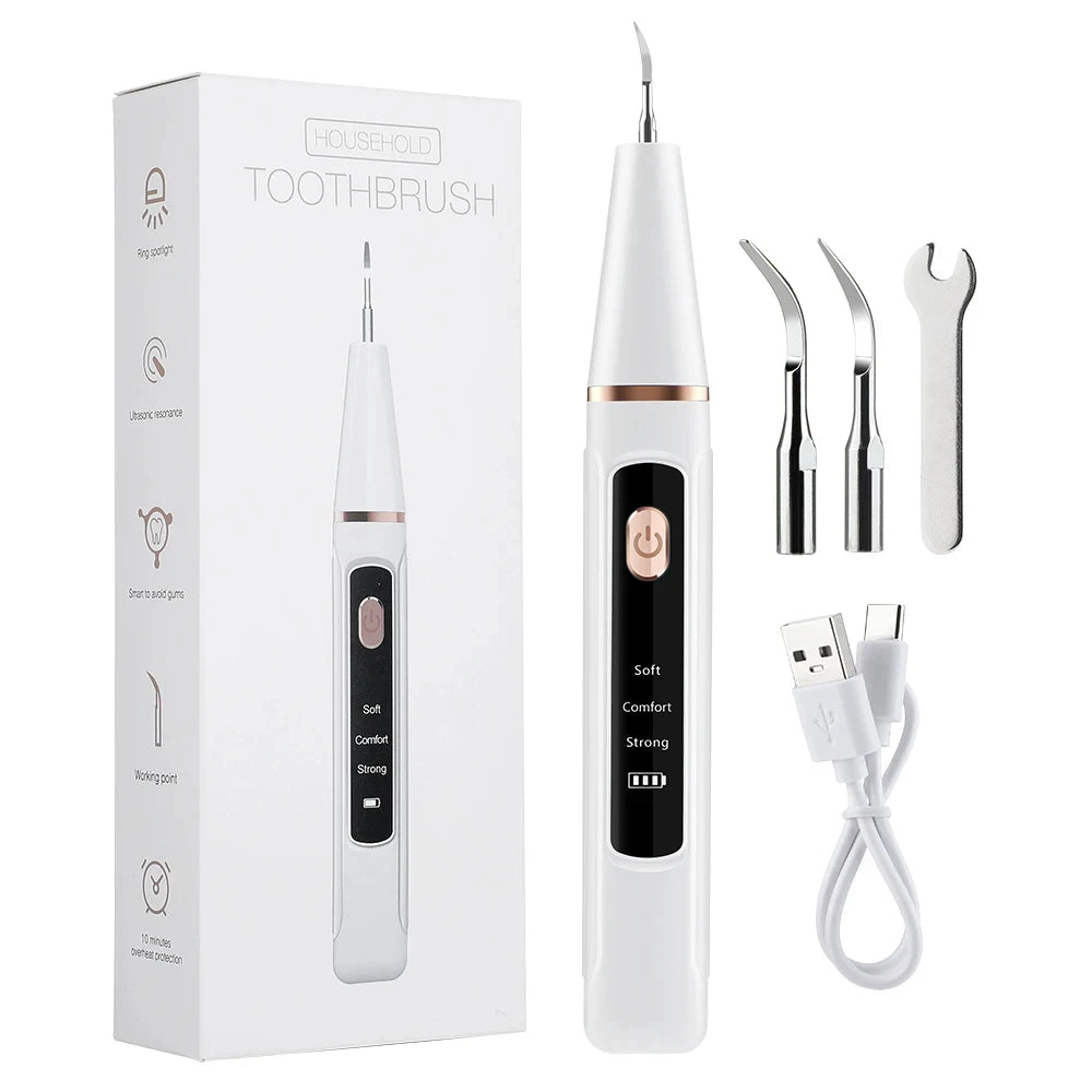 Ultrasonic Dental Scaler β Tartar Removal, Calculus Remover, Tooth Stain Cleaner with LED Light, Tooth Whitening Tools for Household Use