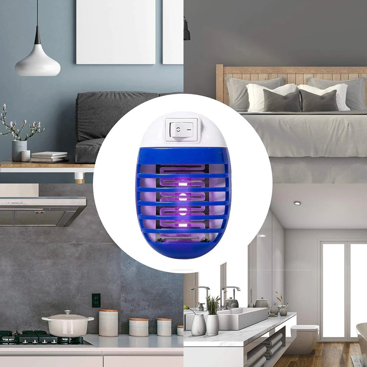 2PCS LED Mosquito Killer Lamp - US/EU Plug Electric Bug Insect Trap Night Light for Home & Indoor Use