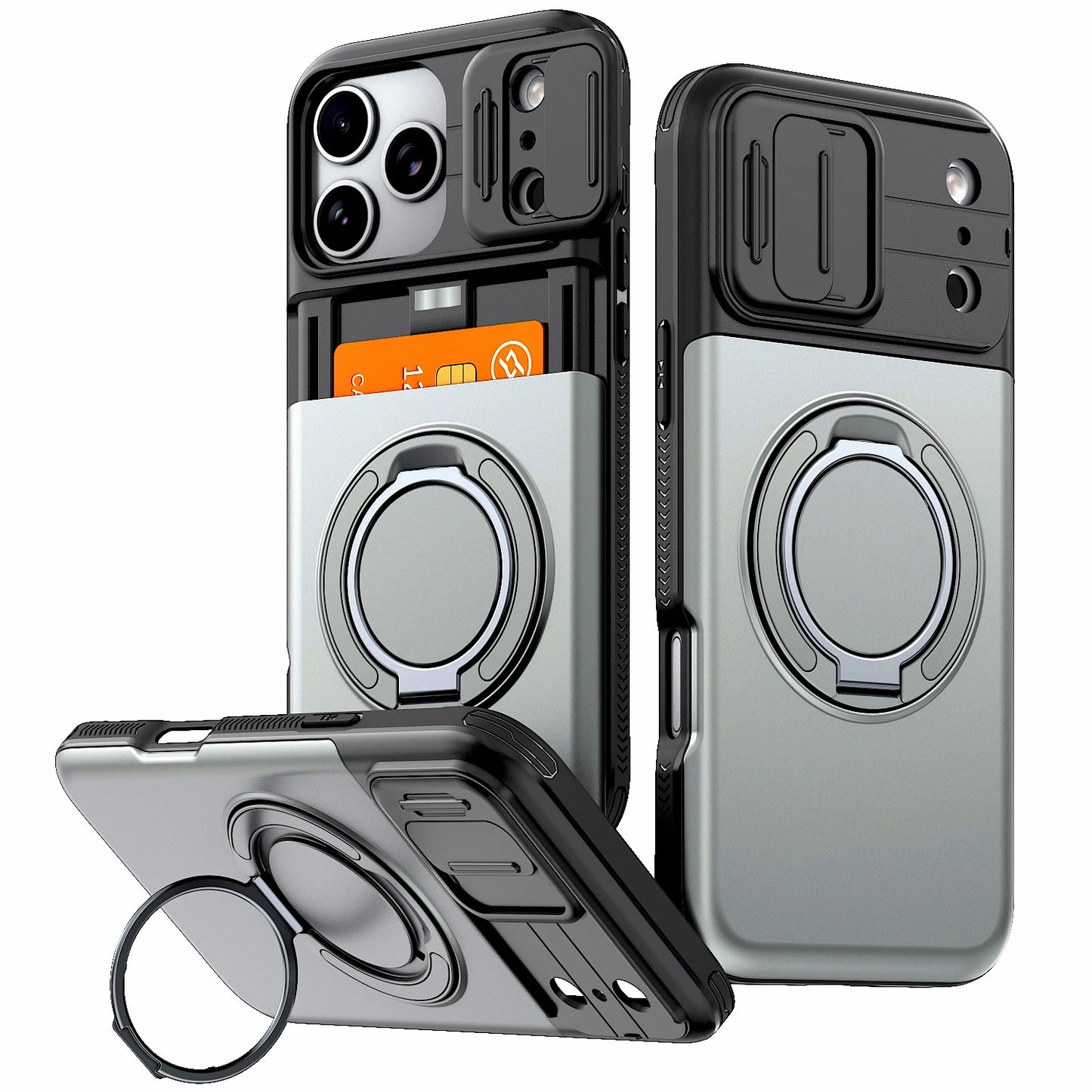 Luxury Wallet Case for iPhone 18 17 16 15 14 13 12 Pro Max 17E 16E 17 Pro - Shockproof Armor Card Holder Stand Cover