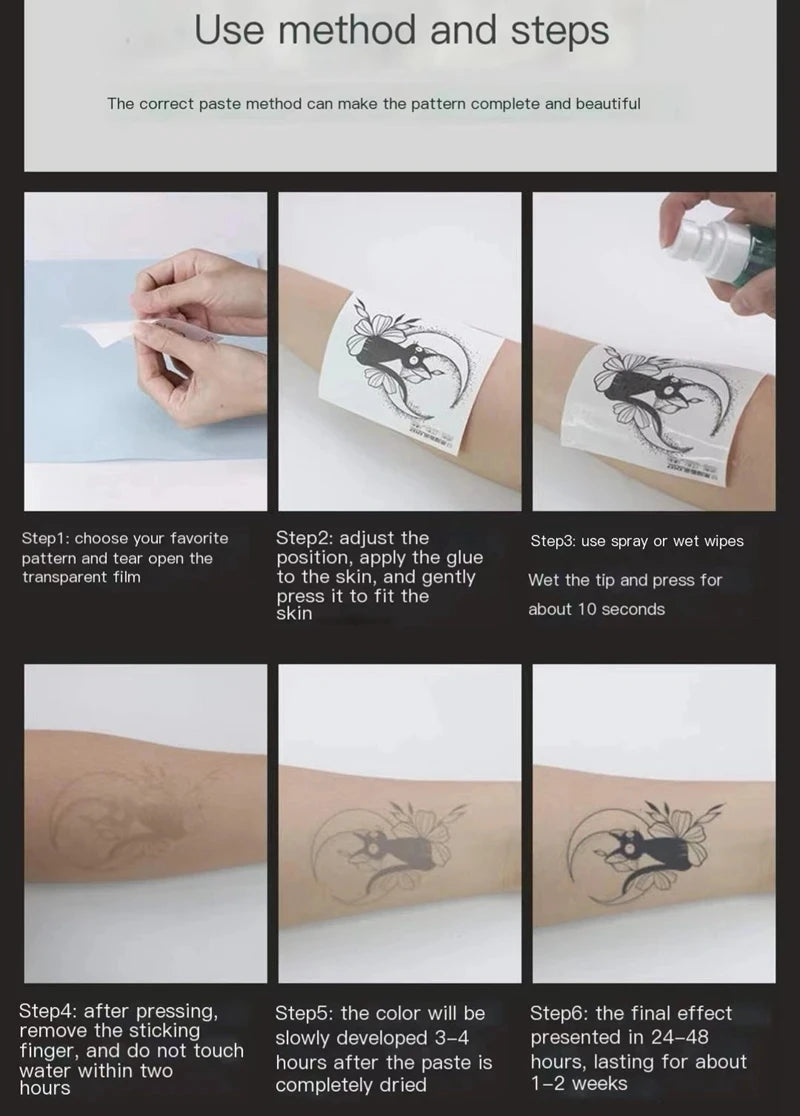 Lightning Hand Back Tattoo Sticker — Waterproof Herbal Juice Semi-Permanent Fake Tattoo for Arms & Legs