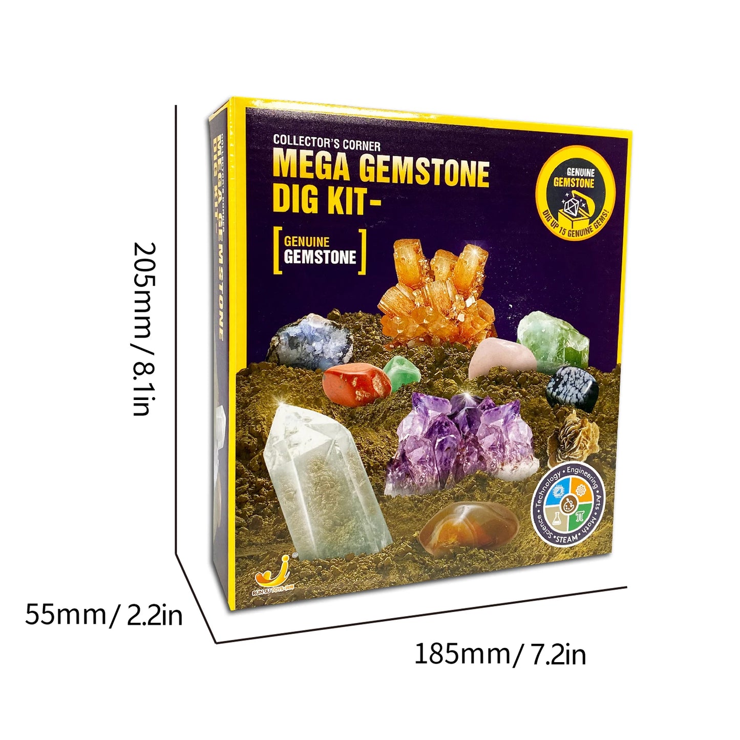 STEM Mega Gemstone Dig Kit β Crystal Mining Excavation Toy Set for Kids Educational Science Discovery Gift
