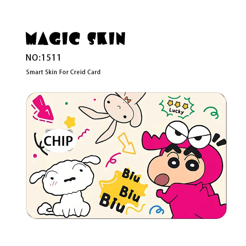 Anime Crayon Shin-Chan Poker PVC Sticker β Waterproof Cartoon Skin for Credit & Debit Cards
