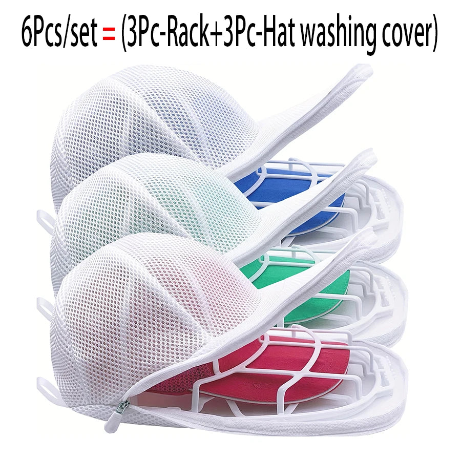2/4/6PCS Hat Washing & Drying Rack Set – Baseball & Duckbill Cap Protector, Machine Wash Safe, Non-Deforming Sun Drying Stand