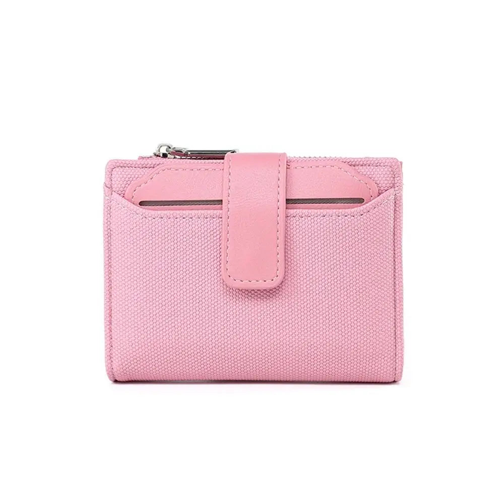 Fashionable Women’s Folding Short Wallet — High-Quality PU Leather Solid Color Purse with Zipper Coin Pocket & Card Holder