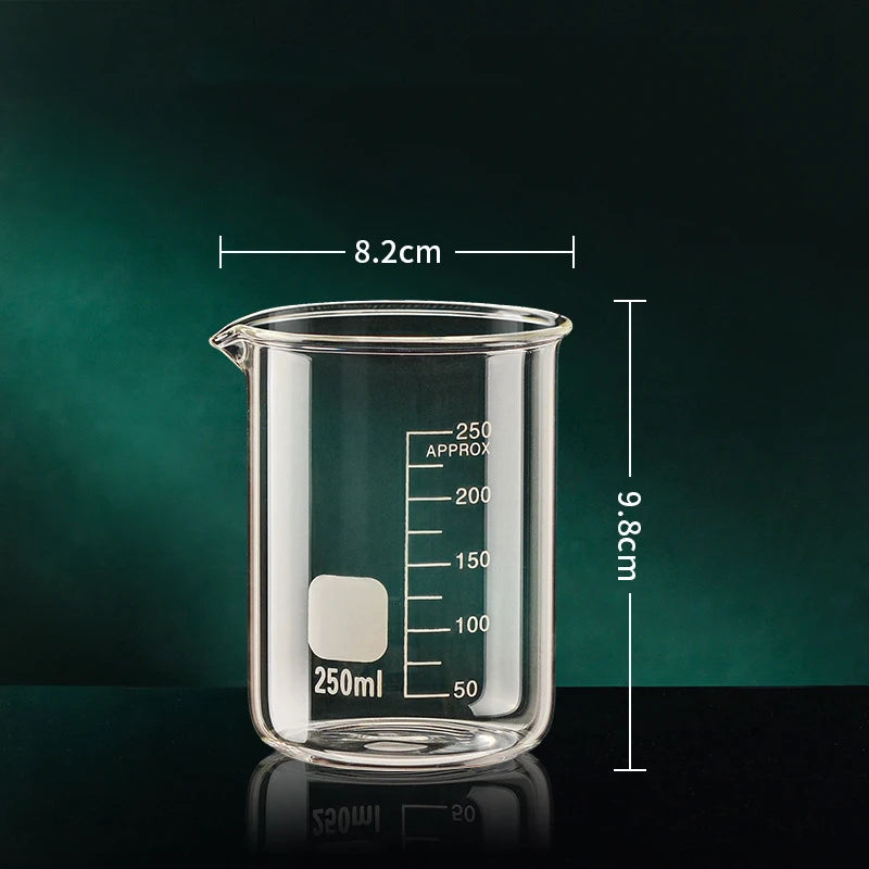 High Borosilicate Glass Measuring Cup – Clear Scale Laboratory Beaker, Kitchen & Baking Measuring Cup (50-1000ml)