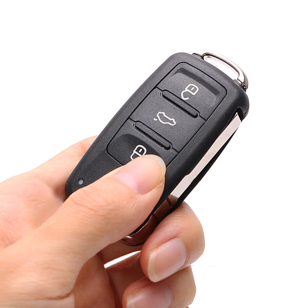 VW Car Key Shell Replacement - Remote Flip 3 Buttons for Beetle, Caddy, Eos, Golf, Jetta, Polo, Scirocco, Tiguan, Touran, UP
