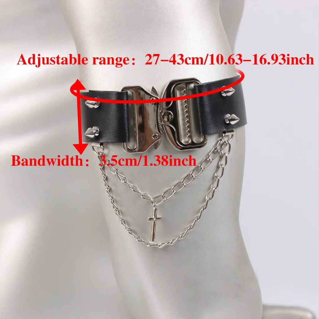 Gothic Faux Leather Arm Cuff - Men's Hip Hop Belt with Decorative Tassels for Halloween, Christmas & Party Wear