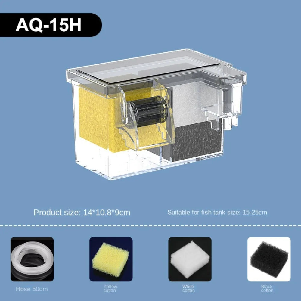 Wall-Mounted Aquarium Filter - Silent Waterfall Filter Box with Water Pump & Circulating Water Purifier