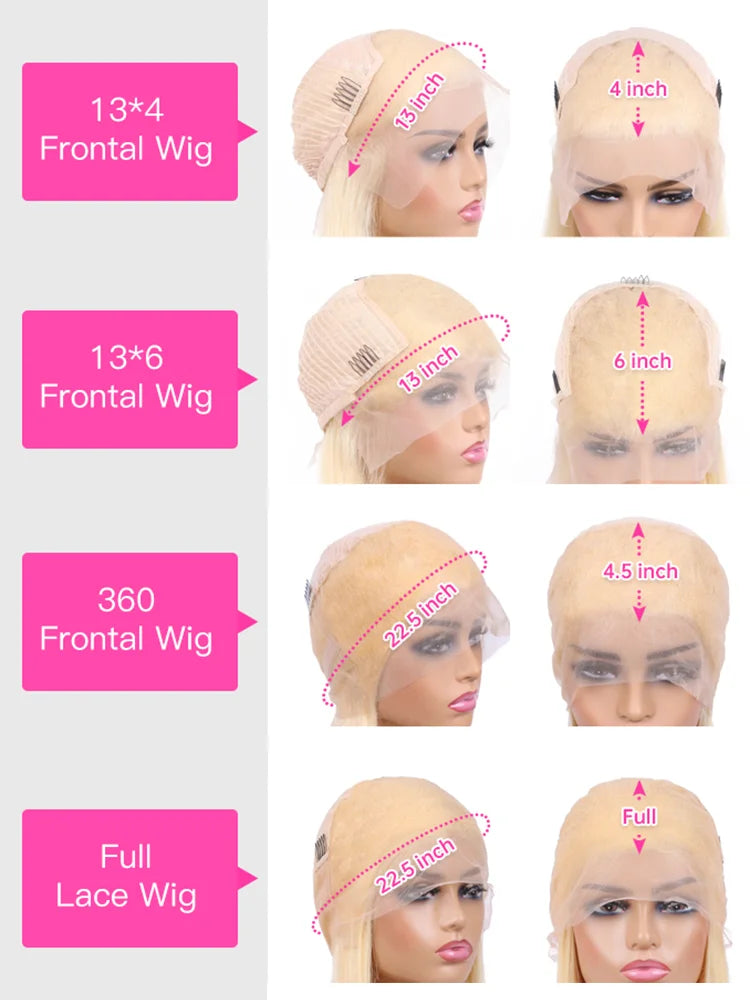 613 Blonde Human Hair Lace Wig - HD 13x4 13x6 Pre-Plucked Straight Frontal Wig For Women