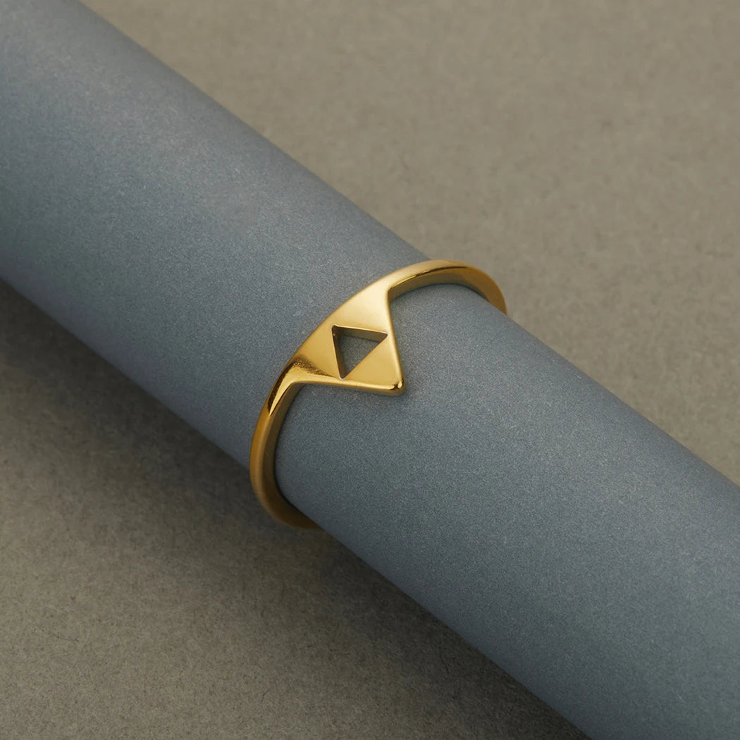 Kinitial Vintage Stainless Steel Triforce Triangle Ring – Men’s Simple Jewelry Gift
