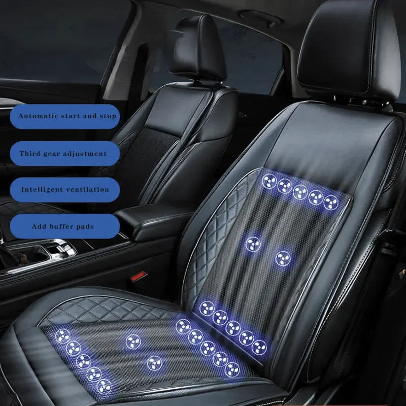 12/24V Car & Home Ventilation Massage Seat Cushion — Breathable Cooling & Heated Massage Pad