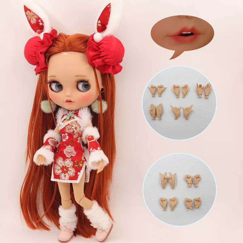 ICY DBS Blyth Doll – 1/6 Joint Body BJD Anime Girl with Tan Skin, Matte Face & Pouting Mouth OOAK OB24