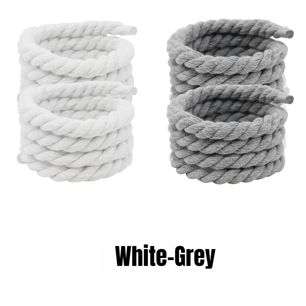 Round Thick Rope Shoelaces – High-Quality Polyester Cotton, Solid Color, 0.8cm Width, 120/140/160cm