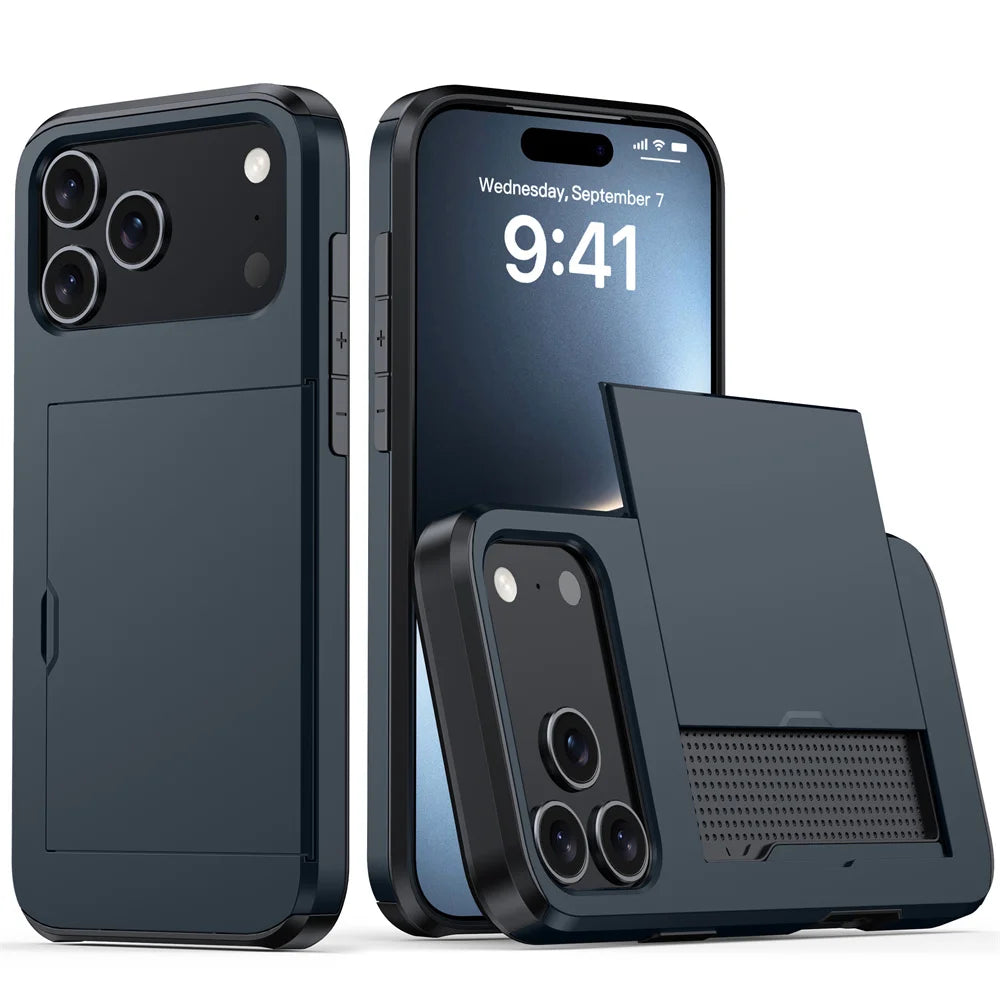 iPhone Case with Wallet & Card Holder β Shockproof Protective Cover for iPhone 17, 16, 15, 14, 13, 12, 11 Pro Max & Mini Models