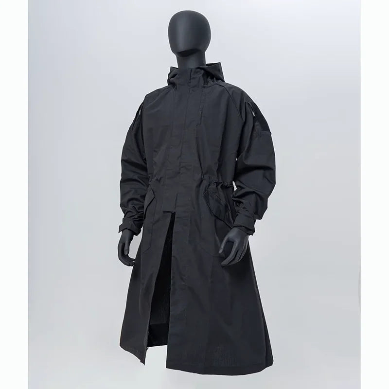 Polyester-Cotton Long Tactical Trench Coat β Hooded Outdoor Hunting & Cosplay Jacket