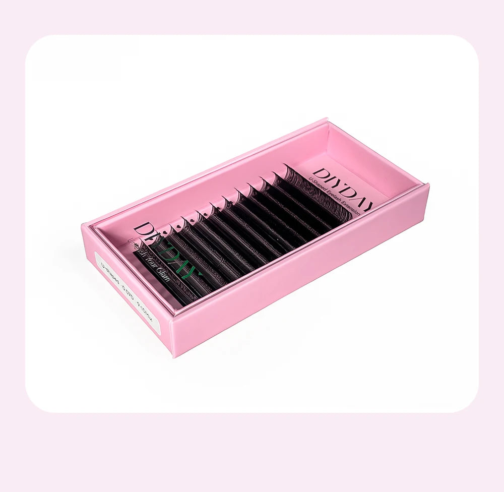 DIYDAY U-Shaped 3D Volume Eyelash Extensions — Easy-Apply Natural Wispy U YY Shape Faux Mink Lashes for Makeup