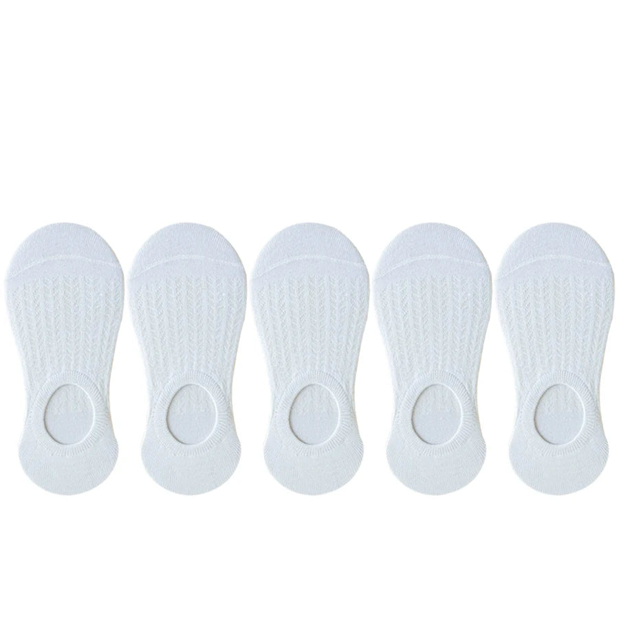 5 Pairs Women’s No-Show Socks – Summer Invisible Short Lace Boat Socks, Breathable Non-Slip Silicone Fashion Socks