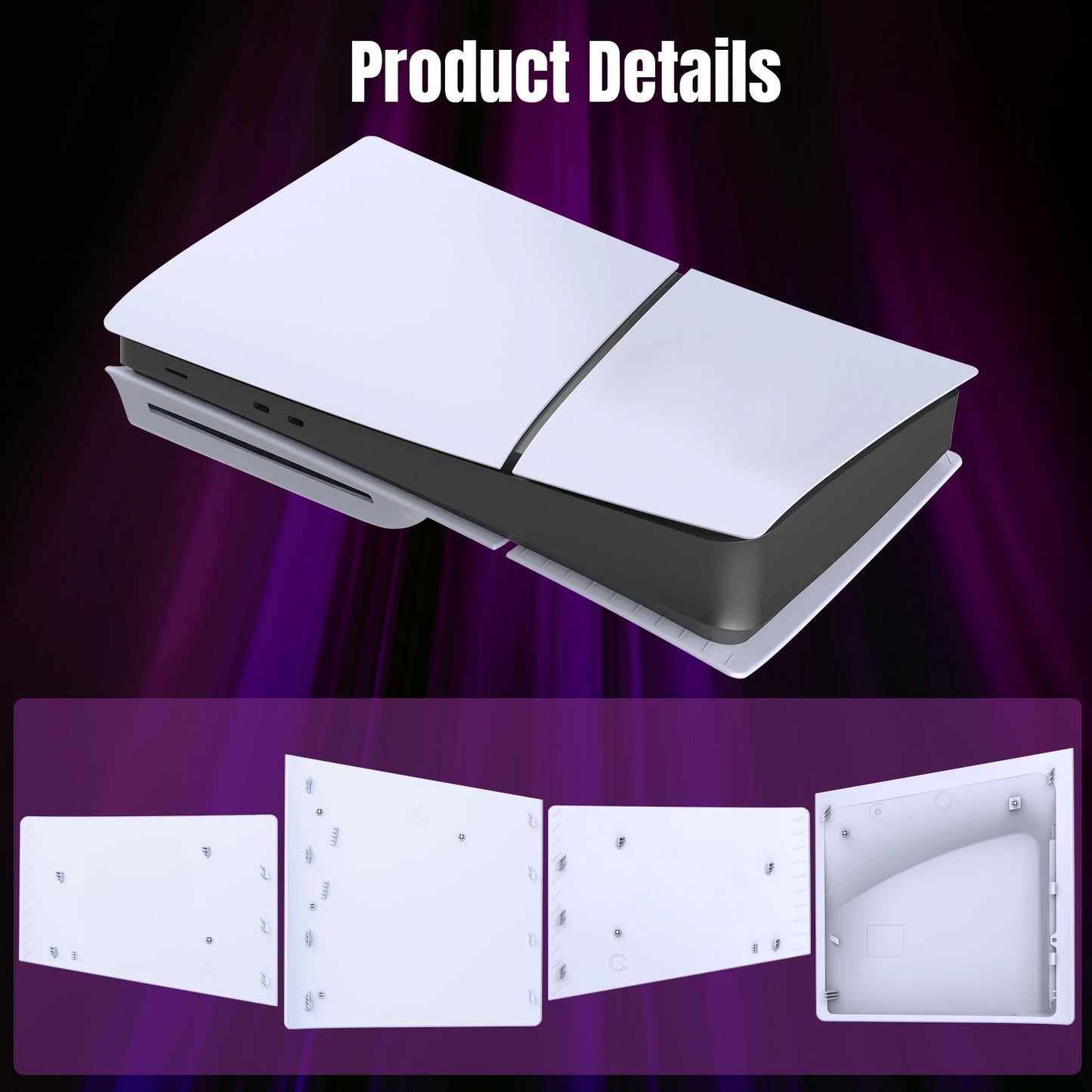 Premium White ABS Side Disc Plate – Replacement Faceplate Hard Shell Case for PS5 Slim Disc Edition