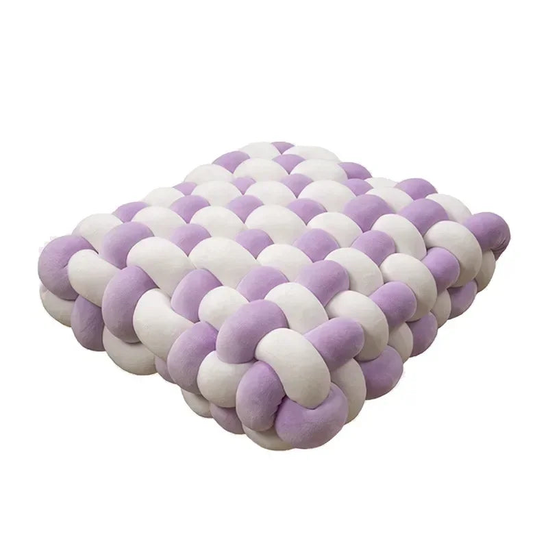 Knotted Square Cushion – Nordic Aesthetic Hand-Made Plush Pillow for Office Chair & Decorative Sleeping Back Support