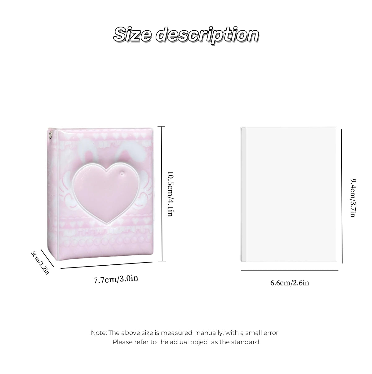 Cute Pink Angel Bunny Photo Card Album - K-Pop 3–3.5 Inch Photocard Storage & Protective Holder