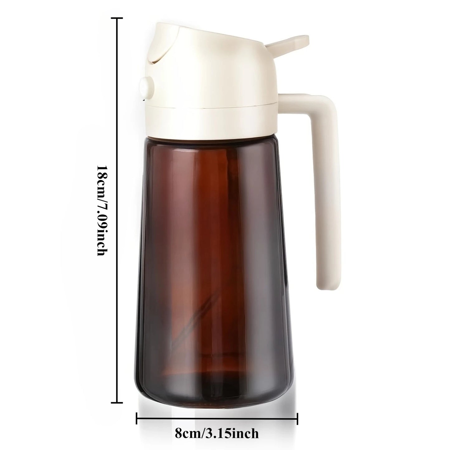 16oz/470ML Brown Oil Sprayer – 2-in-1 Light-Blocking Olive Oil Dispenser Bottle for Cooking and Seasoning