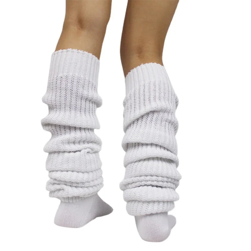 White & Black Loose Slouch Socks – JK Uniform Cosplay Leg Warmers for Women & Girls