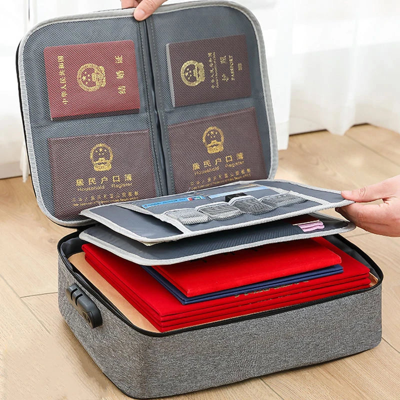 3-Layer Document Organizer Briefcase – Portable File Folder Holder for Passport, Papers & Home Office Storage Case for Men & Women
