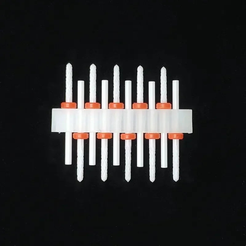 10PCS Ceramic Nail Drill Bits - Rotary Milling Cutters for Gel Polish Removal & Nail Grinding Machine Accessories