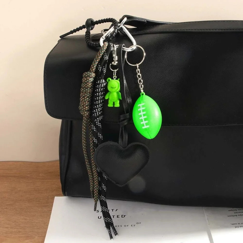 Funny Elegant Starfish Tassel Keychain – Alloy Leopard Print Leather Tulip Cartoon Frog Beaded Bag Pendant Charm for Party & Gifts