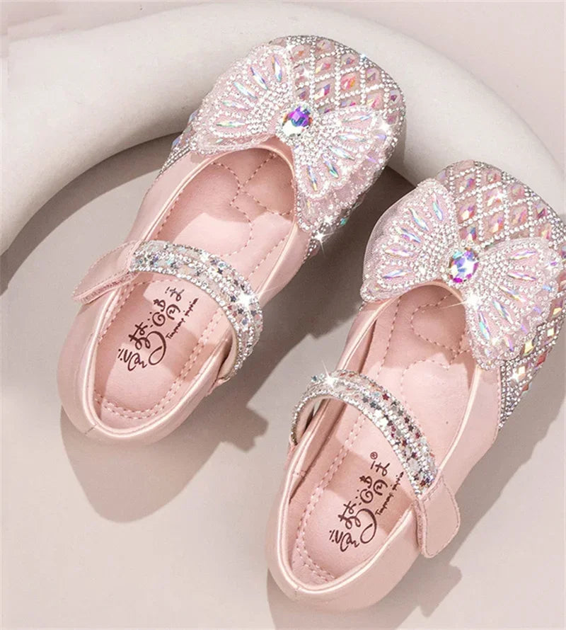 Sweet Bow Princess Shoes - Lightweight Shiny Crystal Flats for Baby Girls & Toddlers