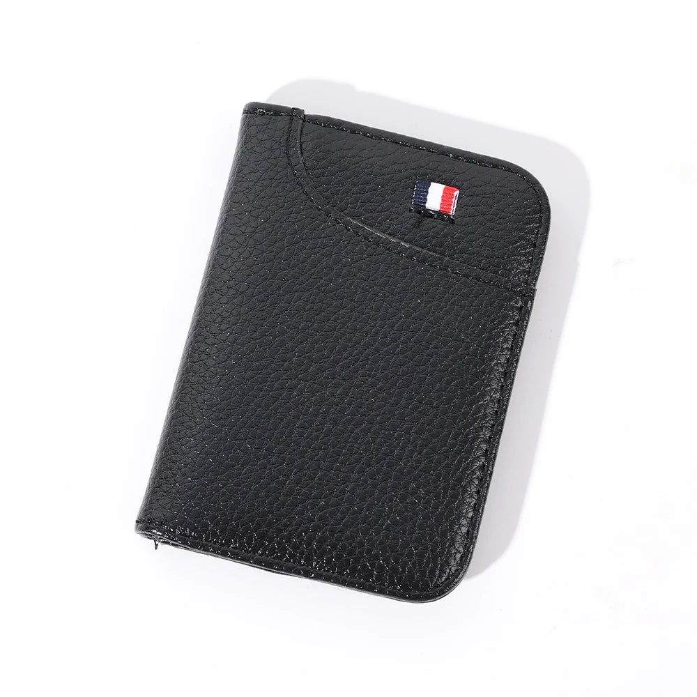 Slim PU Leather Card Wallet - Portable Mini Credit Card Holder for Men with Thin Compact Pocket Design