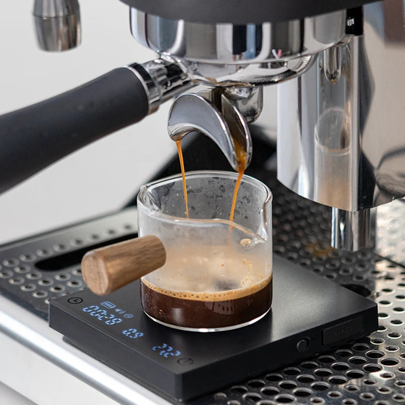 TIMEMORE Black Mirror Mini Coffee Scale – Pour Over Espresso Scale with Flow Rate Display & Heat Insulation Pad