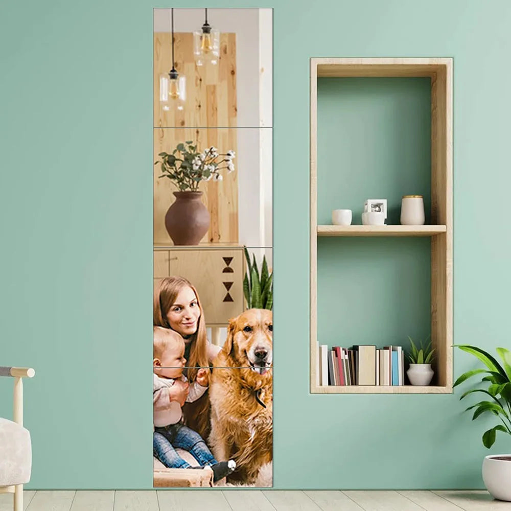 Full-Length Acrylic Door Mirror Tiles – Wall-Mounted, Non-Glass Safety Mirror for Kids Playroom, Gym, Dorm Use