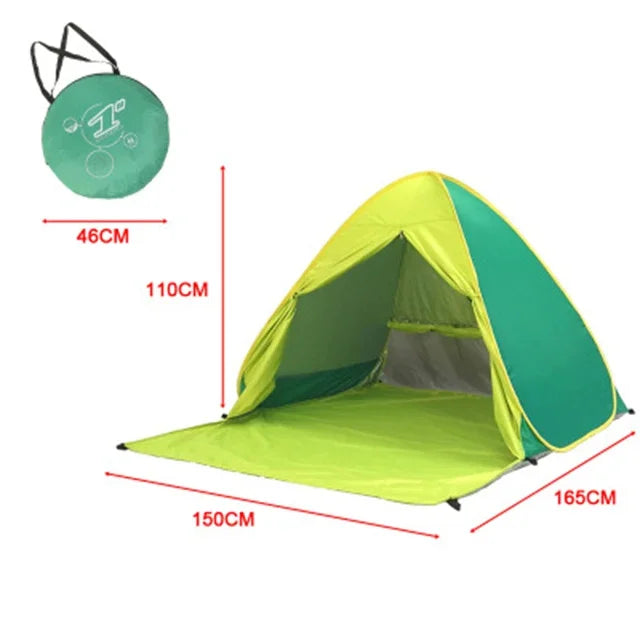 Pop-Up Beach Tent 165×150×110cm – UV Protection, Full Shade, Ultralight & Portable for Family Camping & Travel