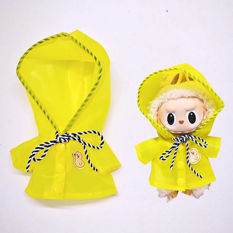 15-17cm Labubu Doll Clothes β Waterproof Raincoat & Rain Boots Outfit Set with Matching Accessories